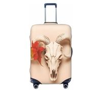 PKTTECRFPK 3D Print Design Floral Skull Luggage Cover for Suitcase, Travel Protector Trolley Case Cover, Elastic, Washable Suitcases Protector Fits 18-32 Inch Luggage