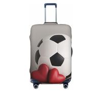 PKTTECRFPK 3D Print Design I Love Soccer Luggage Cover for Suitcase, Travel Protector Trolley Case Cover, Elastic, Washable Suitcases Protector Fits 18-32 Inch Luggage
