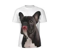 PKTTECRFPK French Bulldog 3D Print T Shirts Men Short Sleeve Mesh Round Neck Gym T-Shirt - Breathable Quick-Drying Moisture Wicking Athletic Mens Workout Tops