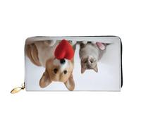 PKTTECRFPK Stylish Long Wallets Lovely Dogs Travel Pu Leather Clutch Bag for Women and Men - Long Wallet Purse with Zipper, Phone Case, Credit Card & Coin Storage 3D