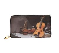 PKTTECRFPK Stylish Long Wallets Musical Instruments Travel Pu Leather Clutch Bag for Women and Men - Long Wallet Purse with Zipper, Phone Case, Credit Card & Coin Storage 3D