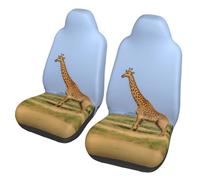 PKTTECRFPK Universal Car Seat Cover Giraffe Under The Tree In Africa Print, Car Seat Covers Front Pair, 2 Pieces Auto Seat Cushion Cover, Fits Most Cars, Suvs, Trucks