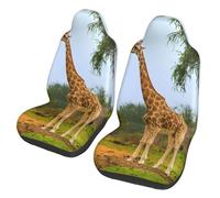 PKTTECRFPK Universal Car Seat Cover Giraffe Under The Tree In Africa Print, Car Seat Covers Front Pair, 2 Pieces Auto Seat Cushion Cover, Fits Most Cars, Suvs, Trucks