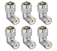 PL259 Right Angle, 6 Pack UHF Male to Female Coax Connector Adapter, 90 Degree Elbow for CB Ham Radio Antenna, Coaxial Cable