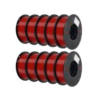 PLA 3D Printer Filament, 3D Printer Filament PLA PETG 1.75mm Pack of 10 1KG Rolls Multicolor(10 KG PLA Red)