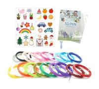 PLA Filament for 3D Pen Printing Materials, 20 Colors, Total 100 Meters, 1.75mm, 3D Printing Drawing Book Reuseable Colorful 22 Patterns with a Transparent Copy Board and a Plastic Scraper