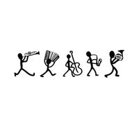 PLABBDPL Stickman Band Black Stripe Pattern Wall Sticker, Black, Paper, Striped, Rectangular, Shimmery, Glitter Finish, Indoor, Wall, 1 Count