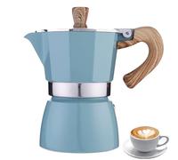 PLABNK 300ml Moka Pot, Stovetop/Espresso Maker, Aluminum, Removable, Thickened Silicone Ring/Seal+ Anti-slip Handle, Easy To Use/Clean, for Moka, Cuban Coffee, Cappuccino, Latte,Blue
