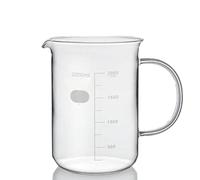 PLABNK Beaker with Handle, 300-2000 Ml, Borosilicate Glass, High Transparency/Observe Reaction in Beaker,Easy to Measure+ Easy to Hold, with Pouring Spout, for Kitchen/Lab,2000ml