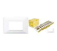 Placca 3M Bianco 14653.01 & Plana 0T14653.01 3 modules technopolymer Plate, 10 Pieces, White