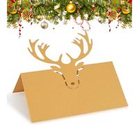 Place Cards for Table, 50pcs Christmas Place Cards, Name Place Cards for Dinner, Christmas Place Card Holders, Place Name Cards Deer Christmas Dinner Table Decorations Wedding Card for Party Favor