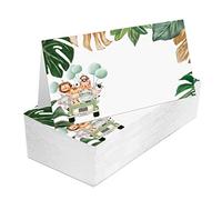 Place Cards for Wedding, Birthday Or Party, Safari, Jungle Forest, Tropical Animals Filled-In Name Place Cards, Foldover Seating Table Cards, 25 Pack, Folds into 3.5 * 2 Inches (zuoweika-A012)