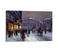 Place De L'Opera by Edouard Cortes Painting Art Poster5 Painting Canvas Wall Art Scroll Picture Print Living Room 24x36inch(60x90cm)