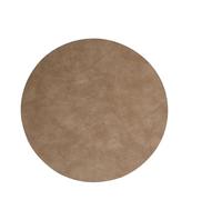 Place Mat 1/4/6/10sets PU Leather Placemats Round Washed Cowhide Pattern Table Mats For Dining Kitchen Party Decoration(COR mud grey,6sets)