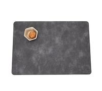Place Mat Boho Set of 6, Boho Living Placemats 17x12 Inch Solid Color Cowhide Texture PU Leather Dark Grey