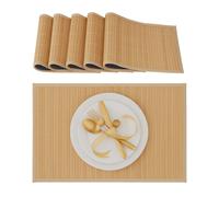 Place Mat Set Woven Table Protectors Stylish Tableware 6 Pieces Durable Natural
