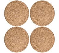 Place Mats for Table 4, 10 Inch Round Rattan Placemats, Papyrus Woven Placemats for Kitchen Dining Table