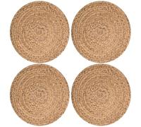 Place Mats for Table 4, 10 Inch Round Rattan Placemats, Papyrus Woven Placemats for Kitchen Dining Table.