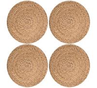 Place Mats for Table 4, 10 Inch Round Rattan Placemats, Papyrus Woven Placemats for Kitchen Dining Table Place Mats for 4, Rattan