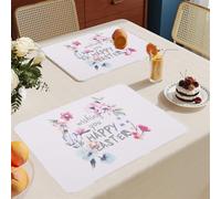 Place Mats for Table Green Grey Butterfly Heat Proof Placemats Cotton Linen Washable Table Mats Thicken Wipeable Dinner Place Mat Tear Proof 30x45cm 2 Pcs