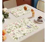 Place Mats for Table Purple Olive Green Heat Proof Placemats Cotton Linen Washable Table Mats Thicken Wipeable Dinner Place Mat Tear Proof 30x45cm 2 Pcs