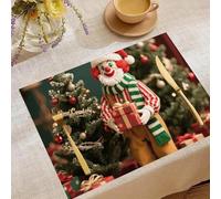 Place Mats Set 30x45cm*4 Country-Style Clown Decorative Summer Decor Placemats Rectangle Spring Table Mats for Party Home Kitchen Dining Table Decoration