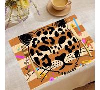 Place Mats Set 30x45cm Animal Leopard Print Decorative Summer Decor Placemats Rectangle Spring Table Mats for Party Home Kitchen Dining Table Decoration