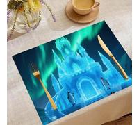 Place Mats Set 30x45cm Aurora Ice Castle Decorative Summer Decor Placemats Rectangle Spring Table Mats for Party Home Kitchen Dining Table Decoration