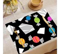 Place Mats Set 30x45cm Black Colorful Candy Decorative Summer Decor Placemats Rectangle Spring Table Mats for Party Home Kitchen Dining Table Decoration