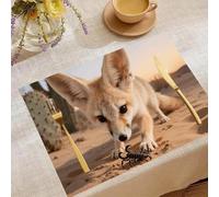 Place Mats Set 30x45cm Fennec Fox Digging Decorative Summer Decor Placemats Rectangle Spring Table Mats for Party Home Kitchen Dining Table Decoration