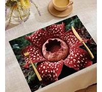 Place Mats Set 30x45cm Rafflesia Flower Decorative Summer Decor Placemats Rectangle Spring Table Mats for Party Home Kitchen Dining Table Decoration