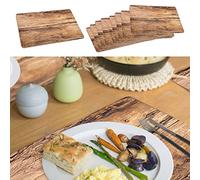 Place Mats Set of 10 | 44 x 28.5 cm Wood Look Oak | Place Mat Table Mat Plate Mat