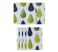 Place Mats Set of 4, Green and Navy Pears Washable Fabric Placemats Kitchen Table Decoration for Dining Room Holiday Party Decor 30x45cm
