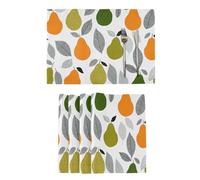 Place Mats Set of 4, Pears and Leave Washable Fabric Placemats Kitchen Table Decoration for Dining Room Holiday Party Decor 30x45cm