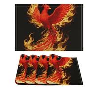 Place Mats Set of 4 Phoenix Flame Decorative Summer Linen Placemats Rectangle Spring Table Mats for Party Home Kitchen Dining Table Decoration