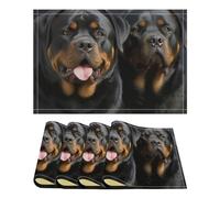 Place Mats Set of 4 Rottweiler Wallpaper Decorative Summer Linen Placemats Rectangle Spring Table Mats for Party Home Kitchen Dining Table Decoration