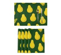 Place Mats Set of 4, Yellow Pears Washable Fabric Placemats Kitchen Table Decoration for Dining Room Holiday Party Decor 30x45cm