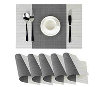 Place mats set of 6,Table Mats Non-slip Heat Resistant Dining Kitchen Table Mats Washable Crossweave Woven Vinyl table mats set of 6 (11.8 in x 17.7 in) (stripe)