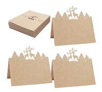 Place Name Cards 50 Sheet Small Tent Cards Foldover Table Place Cards | Vidillo Christmas Tree Reindeer Design Paper Cards for Wedding Party Decoration Christmas Winter Theme Theme Party-Red
