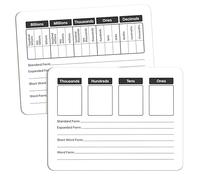 Place Value Board 9" x 12" Double Sided Dry Erase Boards for Students for Teaching Place Values from Billions to Decimal Numbers Math Manipulative Lapboard for Home School and Classroom