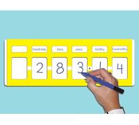 PLACE VALUE SLIDER Biodegradable dry wipe board and biodegrable sleeve