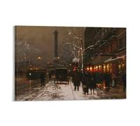 Place_Vendome Soir Paris by Edouard Cortes Painting Art Poster Cool Artworks Painting Wall Art Canvas Prints Hanging Picture Home Decor 08x12inch(20x30cm)