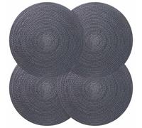 Placemat 4pc Dark Grey 100% Tossa Jute 30cm Round Woven Rustic Dining Set Table