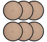 Placemat 6pc Natural & Black 30cm Round 100% Tossa Jute Rustic Dining Table Set