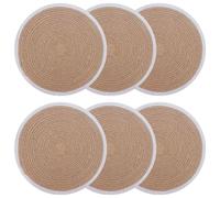 Placemat Natural & White 30cm Round 100% Tossa Jute - Set of 6 eco cotton backed