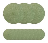 Placemat Round Olive Green 30cm Ø 100% Tossa Jute Set of 12 Rustic Dining Table