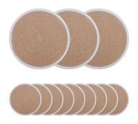 Placemat Set 12 Natural White 30cm Round 100% Tossa Jute Rustic Dining Tablemats