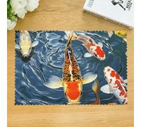 Placemat Set of 4 Washable Table Mats Japan Fancy Koi Carp Fishes Place Mat Non-Slip Heat Resistant Desktop Protection Mats Indoor Outdoor Place Mat for Dining Table