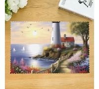 Placemat Set of 4 Washable Table Mats Lighthouse Diamond Painting Place Mat Non-Slip Heat Resistant Desktop Protection Mats Indoor Outdoor Place Mat for Dining Table