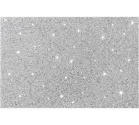Placemat Silver Bling Waterproof Heat Resistant Washable Table Mat, Anti-Slip Rectangle Glitter Place Mat, 4pcs Crushed Diamond Silver Crystal Filled Kitchen Table Mat, 29x12cm